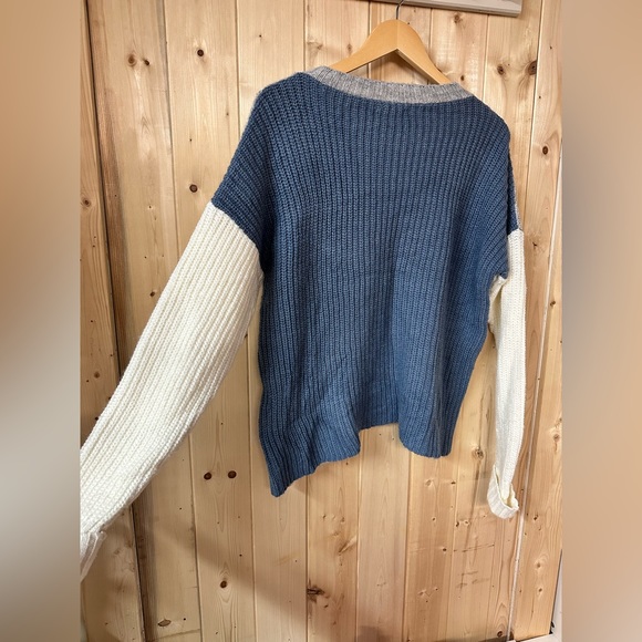 Mus & Bombon Chunky Knit Wool Blend Sweater Size M Oversized Colour Block Spain - Picture 4 of 5